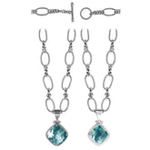 SN-3595-BT Sterling Silver Necklace With Blue Topaz Q. Jewelry Bali Designs Inc